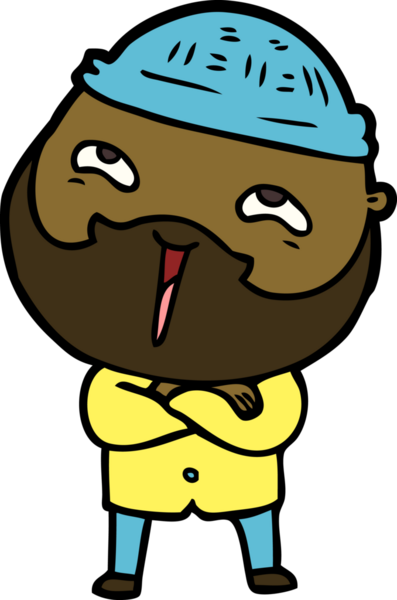 Bir insan tarafından çizilmiş mutlu sakallı bir adam.