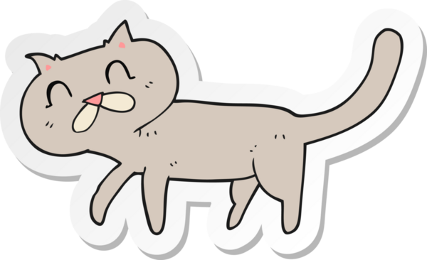 Bir insan tarafından çizilmiş çizgi film kedisinin çıkartması.