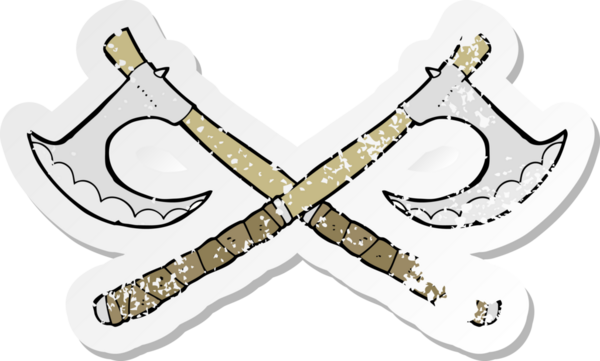 Bir insan tarafından çizilmiş çapraz baltaların gerilmiş yapıştırması