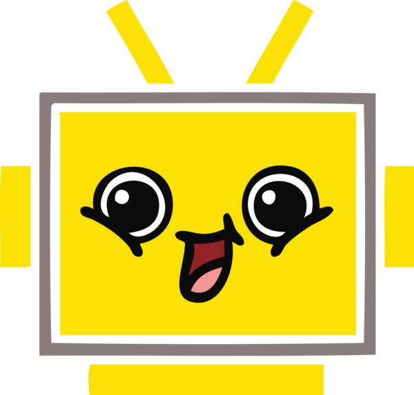 Bir insan tarafından çizilmiş robot kafasının düz renkli retro karikatürü