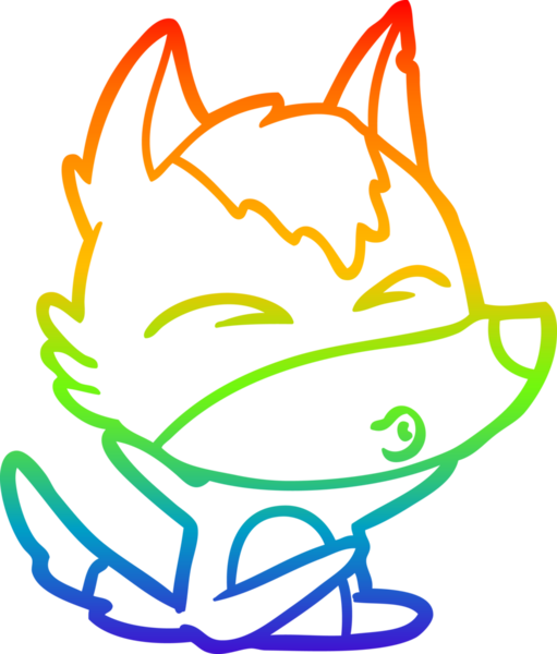 Gökkuşağı gradyan çizgi çizimi bir insan tarafından çizilmiş bir kurt çizgi filmi.