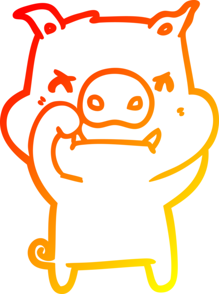 Bir insan tarafından çizilmiş kızgın çizgi film domuzu çizimi.