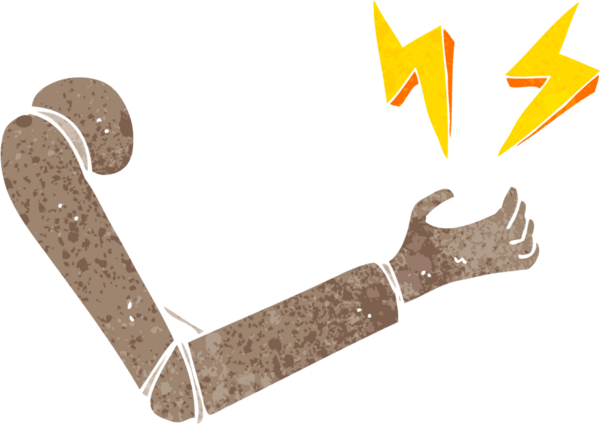 bir insan tarafından çizilmiş protez bir kol.