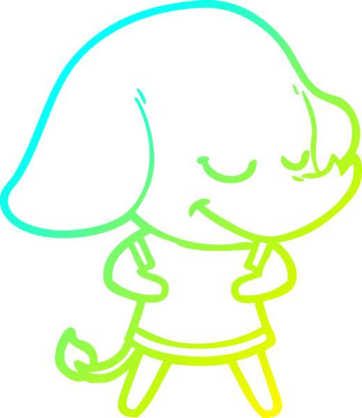 Bir insan tarafından çizilmiş gülümseyen bir filin soğuk gradyan çizimi