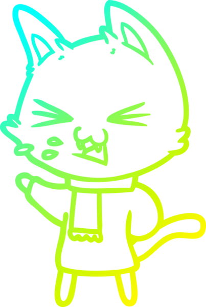 Bir insan tarafından çizilen çizgi film kedisinin soğuk gradyan çizimi