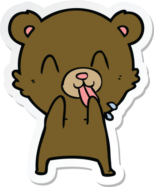 Bir insan tarafından çizilmiş kaba bir çizgi film ayısının çıkartması.