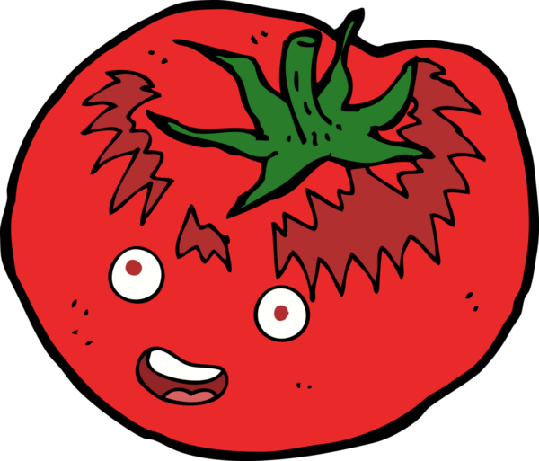 Bir insan tarafından çizilmiş domates çizgi filmi.