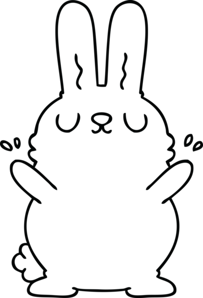 Bir insan tarafından çizilmiş garip çizgi film tavşanı.