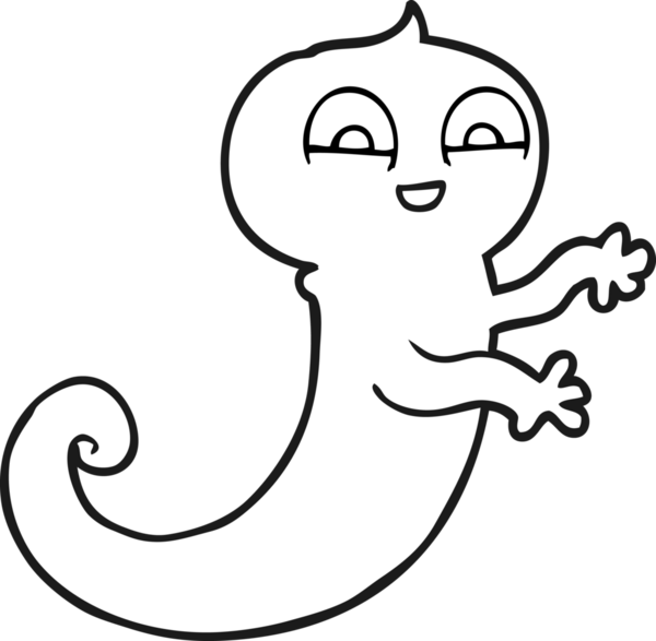 Bir insan tarafından çizilmiş siyah beyaz çizgi film hayaleti.