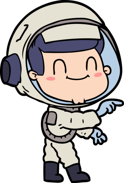 Bir insan tarafından çizilmiş mutlu astronot.