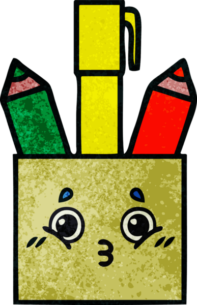 Bir insan tarafından çizilmiş bir kalem tenceresinin retro grunge desen karikatürü