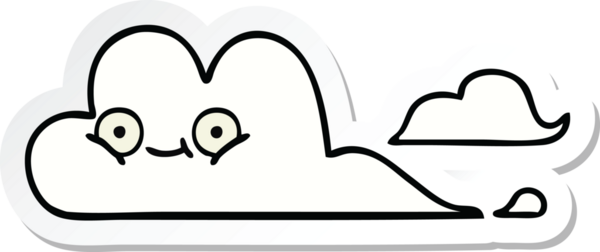 Bir insan tarafından çizilmiş şirin beyaz bulut etiketi.