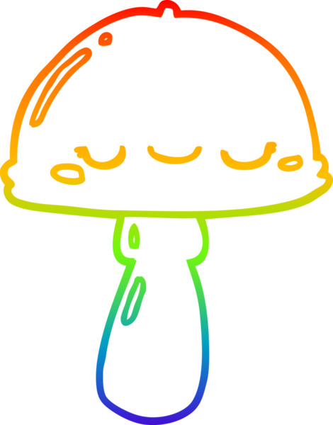 gökkuşağı gradyan çizgi çizimi bir insan tarafından çizilmiş mantar karikatürü