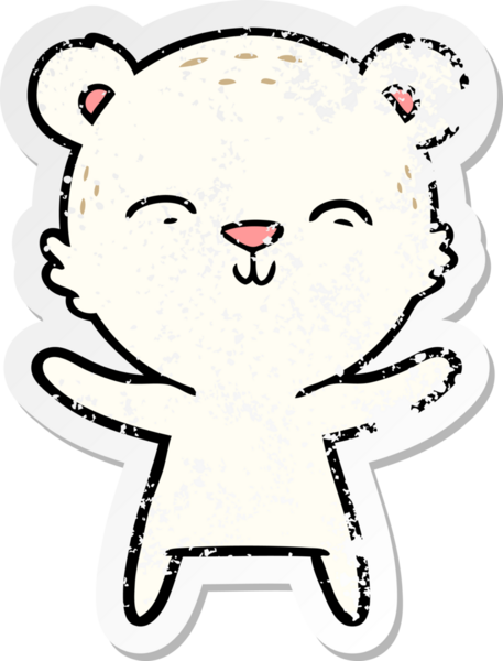 Bir insan tarafından çizilmiş mutlu bir kutup ayısının sıkıntılı çıkartması.