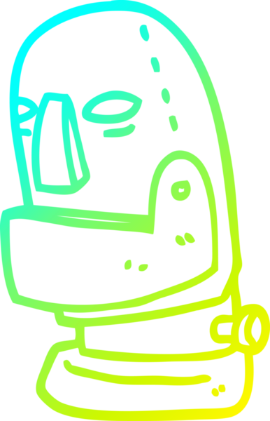 Bir insan tarafından çizilen robot kafanın soğuk gradyan çizgisi