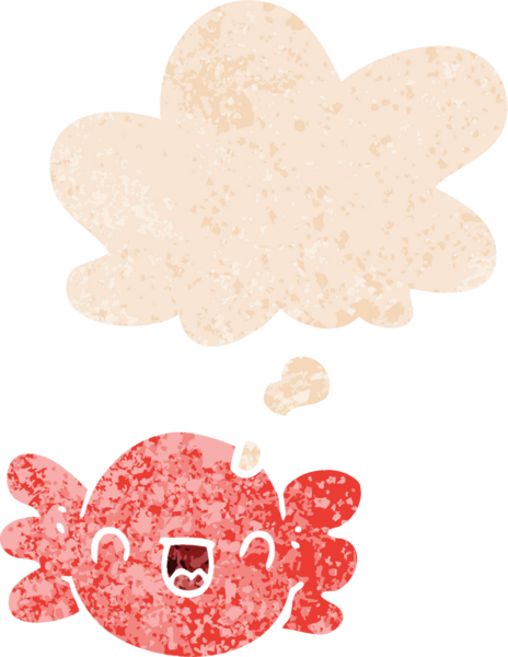 Düşünce baloncuğu ile sarılı çizgi film grunge sıkıntılı retro dokuma tarzı bir insan tarafından çizilmiş