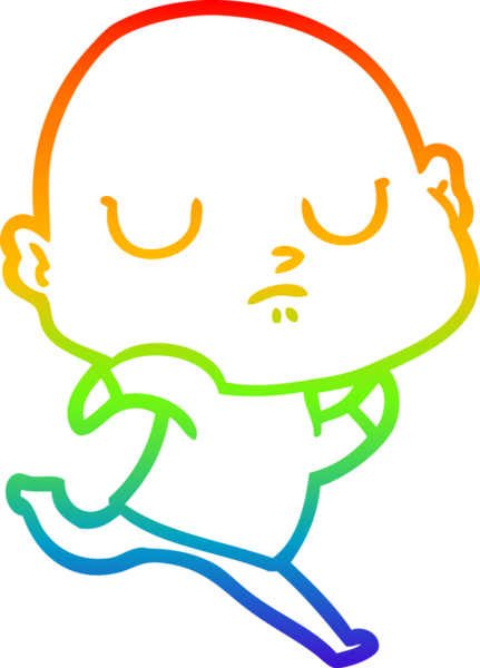 Gökkuşağı gradyan çizgisi bir insan tarafından çizilmiş kel bir adamın çizimi