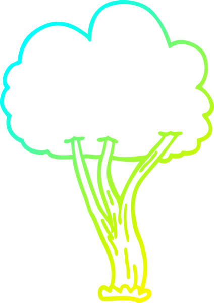 Bir insan tarafından çizilen karikatür ağacının soğuk gradyan çizimi