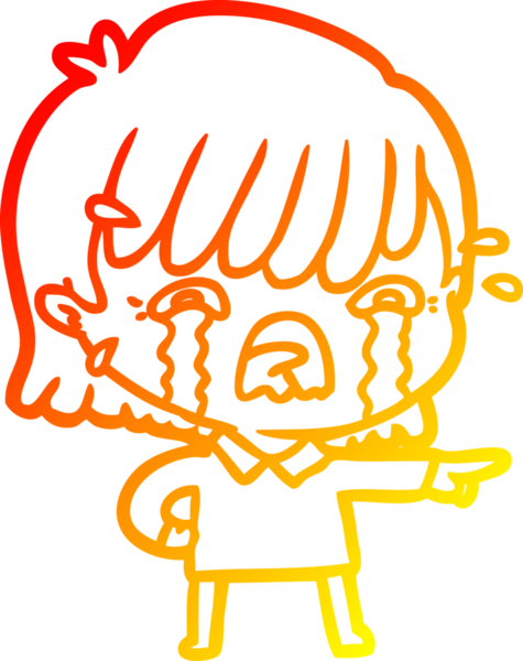 Bir insan tarafından çizilmiş ağlayan çizgi film kızı çizimi.