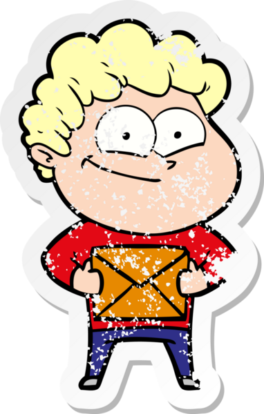 Bir insan tarafından çizilmiş mutlu bir adamın sıkıntılı çıkartması.