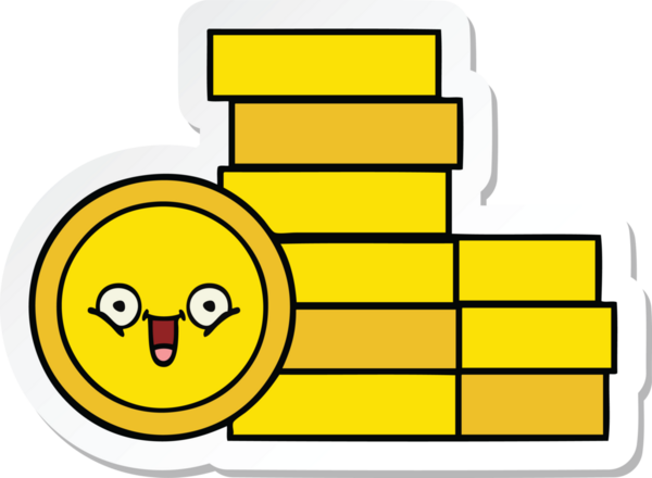 Bir insan tarafından çizilmiş şirin bozuk paraların çıkartması.