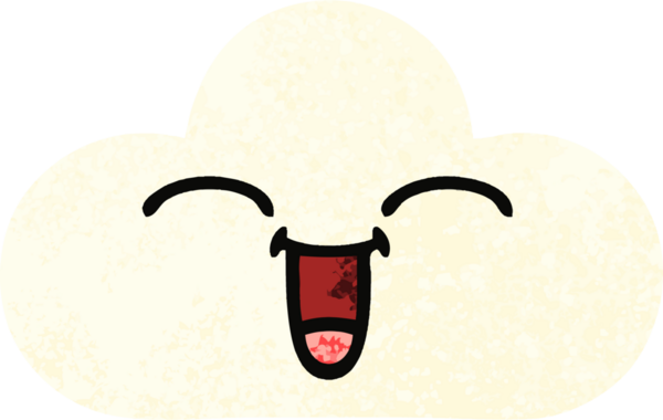 Bir insan tarafından çizilmiş beyaz bir bulutun retro çizim tarzı karikatürü