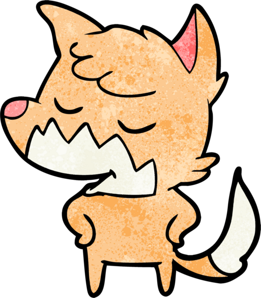 Bir insan tarafından çizilmiş dost canlısı çizgi film tilkisi