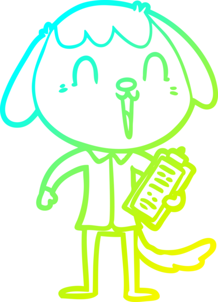 Bir insan tarafından çizilmiş ofis tişörtü giyen sevimli bir köpeğin çizimi.