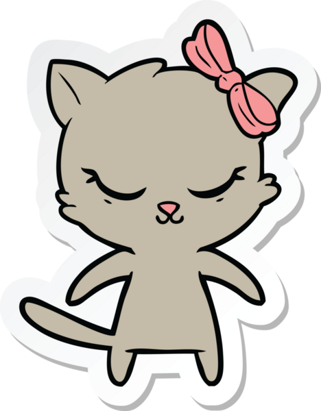 Bir insan tarafından çizilmiş şirin bir çizgi film kedisinin çıkartması.