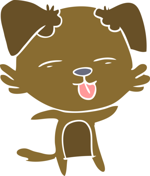 Bir insan tarafından çizilmiş düz renkli çizgi film köpeği.