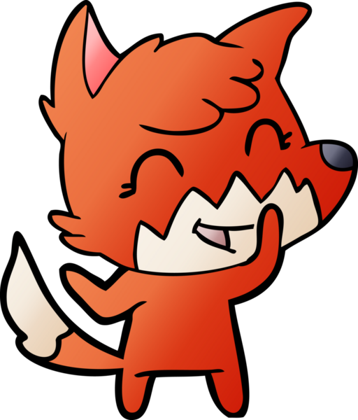 Bir insan tarafından çizilmiş mutlu çizgi film tilkisi.