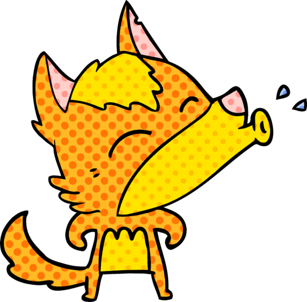 Bir insan tarafından çizilmiş tilki çizgi film karakteri