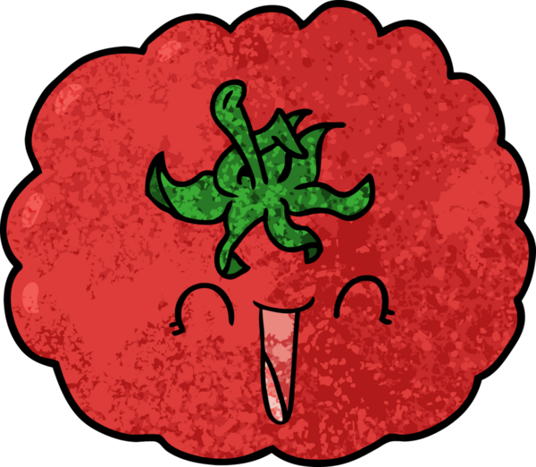 Bir insan tarafından çizilmiş mutlu domates.