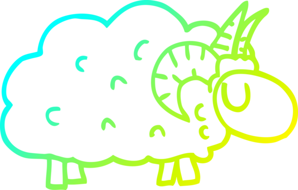 Bir insan tarafından çizilmiş boynuzlu bir koyunun soğuk gradyan çizimi