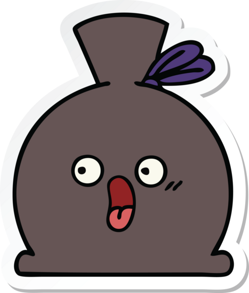 Bir insan tarafından çizilmiş şirin bir karikatür çuvalı.