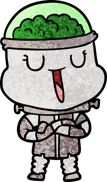 Bir insan tarafından çizilmiş mutlu çizgi film robotu