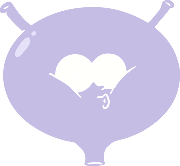 Bir insan tarafından çizilmiş düz renkli çizgi film mesanesi.