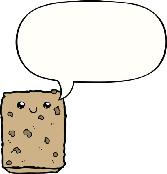 Bir insan tarafından çizilmiş konuşma balonlu bisküvi.