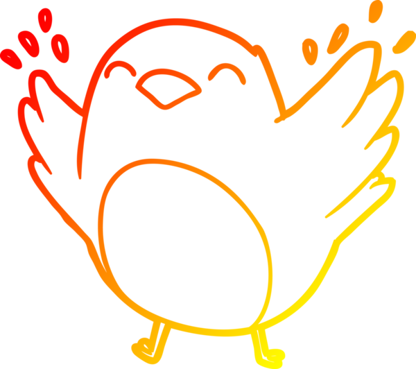 Bir insan tarafından çizilmiş kanat çırpan bir çizgi robin çizimi.