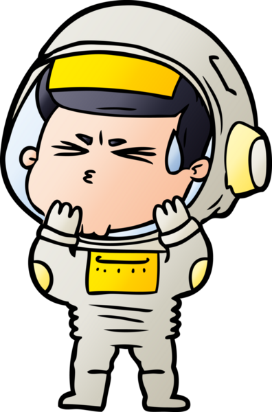 Çizgi film bir insan tarafından çizilmiş astronot.