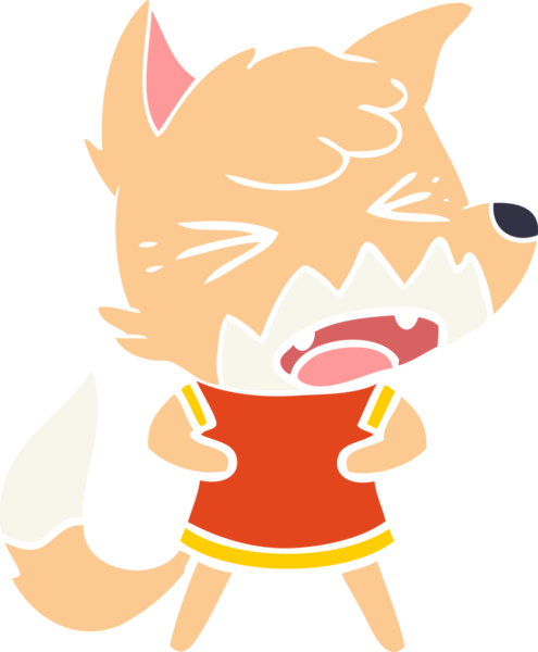 bir insan tarafından çizilmiş kızgın düz renkli tilki çizimi