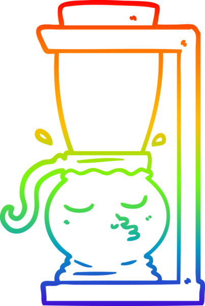 Bir insan tarafından çizilmiş çizgi film filtresi kahve makinesinin gradyan çizimi.