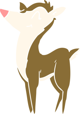 Bir insan tarafından çizilmiş düz renkli çizgi film geyiği.