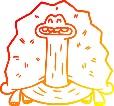 Bir insan tarafından çizilmiş komik bir karikatür kaplumbağasının sıcak çizgi çizimi