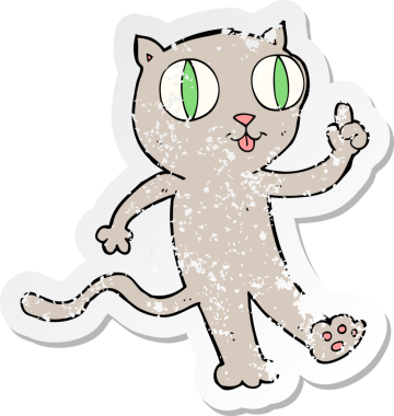 Bir insan tarafından çizilmiş bir karikatür kedinin gerilmiş yapıştırması.