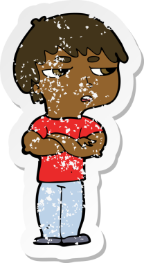 Bir insan tarafından çizilmiş rahatsız bir çizgi filmin gerilimli yapıştırması.