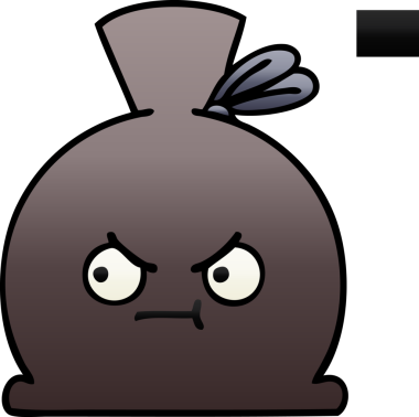 Bir insan tarafından çizilmiş bir çuvalın gölgeli çizgi filmi.