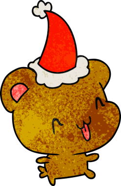 Bir insan tarafından çizilmiş kawai ayısının el yapımı karikatürü.