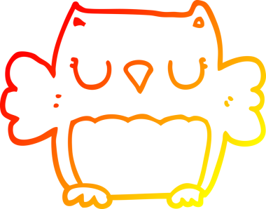 Bir insan tarafından çizilmiş sevimli bir baykuşun sıcak çizgi çizimi