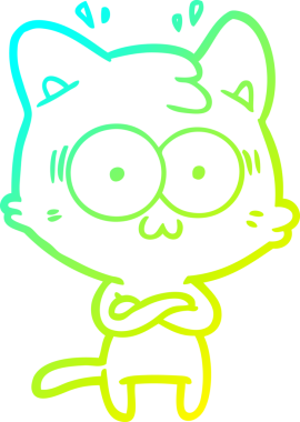 Bir çizgi filmin soğuk gradyan çizimi bir insan tarafından çizilmiş sürpriz bir kedi.